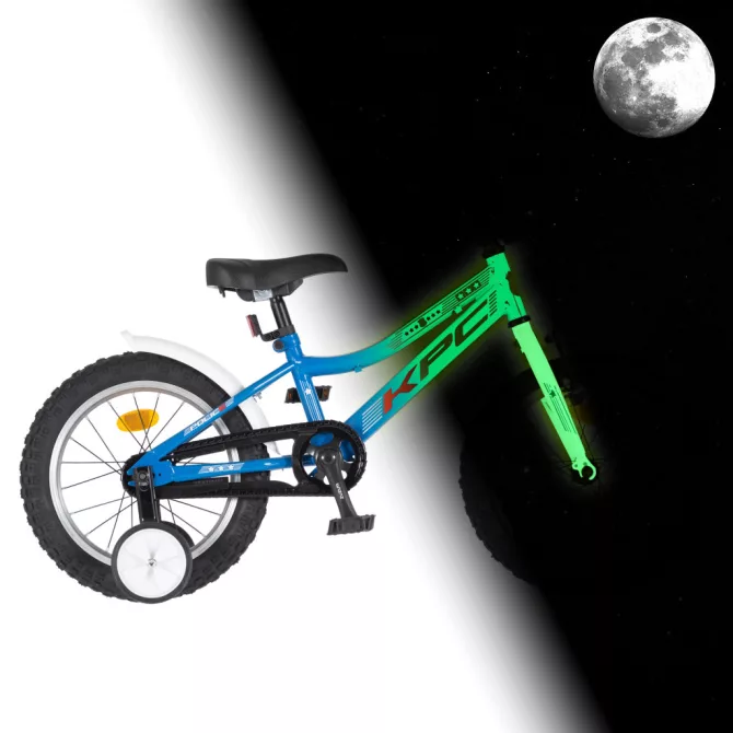 KPC FluoBike Police szirénás VILÁGÍTÓS 16 kék fluoreszkáló gyermek kerékpár