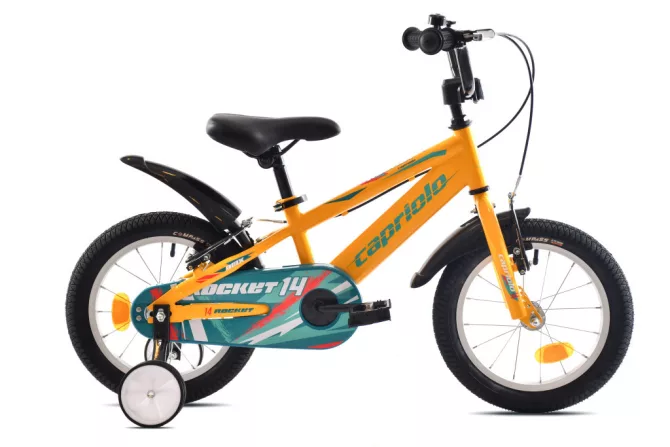 Capriolo Rocket 14" hátra tekerhető gyerek kerékpár Sárga