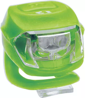 Lámpa BIKEFUN PIXIE első 2 fehér LED 2 funkció, szilikon, ZÖLD