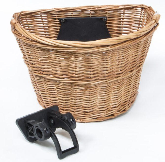 Kosár első fonott kormányra 36x26x22 cm + qr tartó natúr 