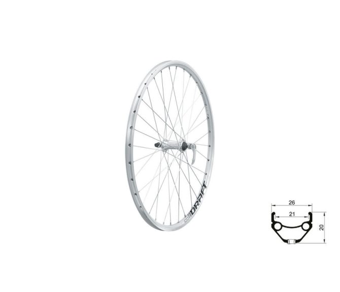 Fűzött első kerék KLS DRAFT V-brake F, 26", silver