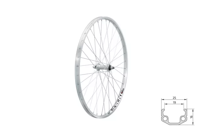 Fűzött első kerék KLS EVENT V-brake F, 26", silver