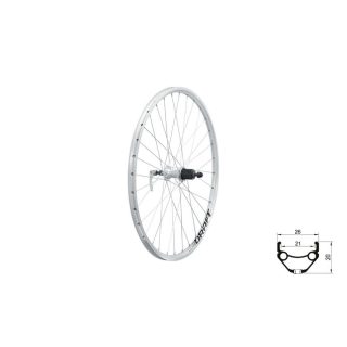   Fűzött hátsó kerék KLS DRAFT V-brake R, 26", silver