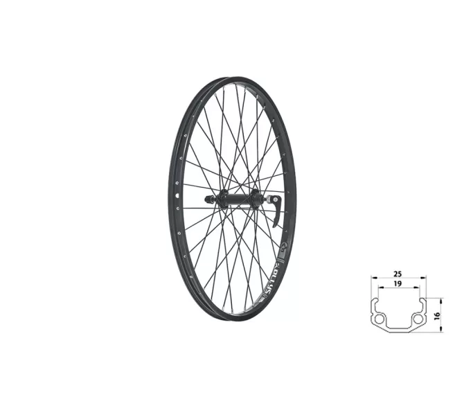Fűzött első kerék KLS WASPER V-brake F, 24", black