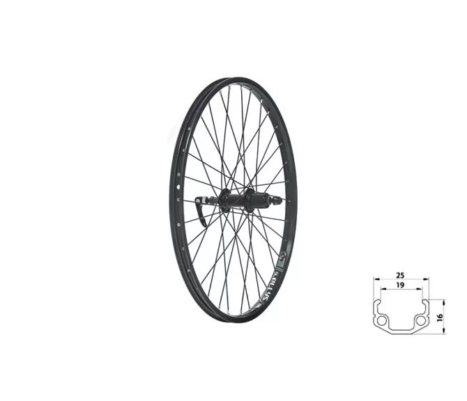 Fűzött hátsó kerék KLS WASPER CASSETTE V-brake R, 24", black