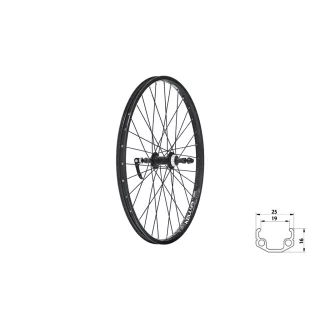   Fűzött hátsó kerék KLS WASPER FREEWHEEL V-brake R, 24", black