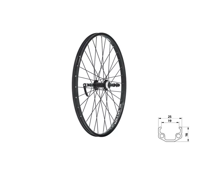 Fűzött hátsó kerék KLS WASPER FREEWHEEL V-brake R, 24", black